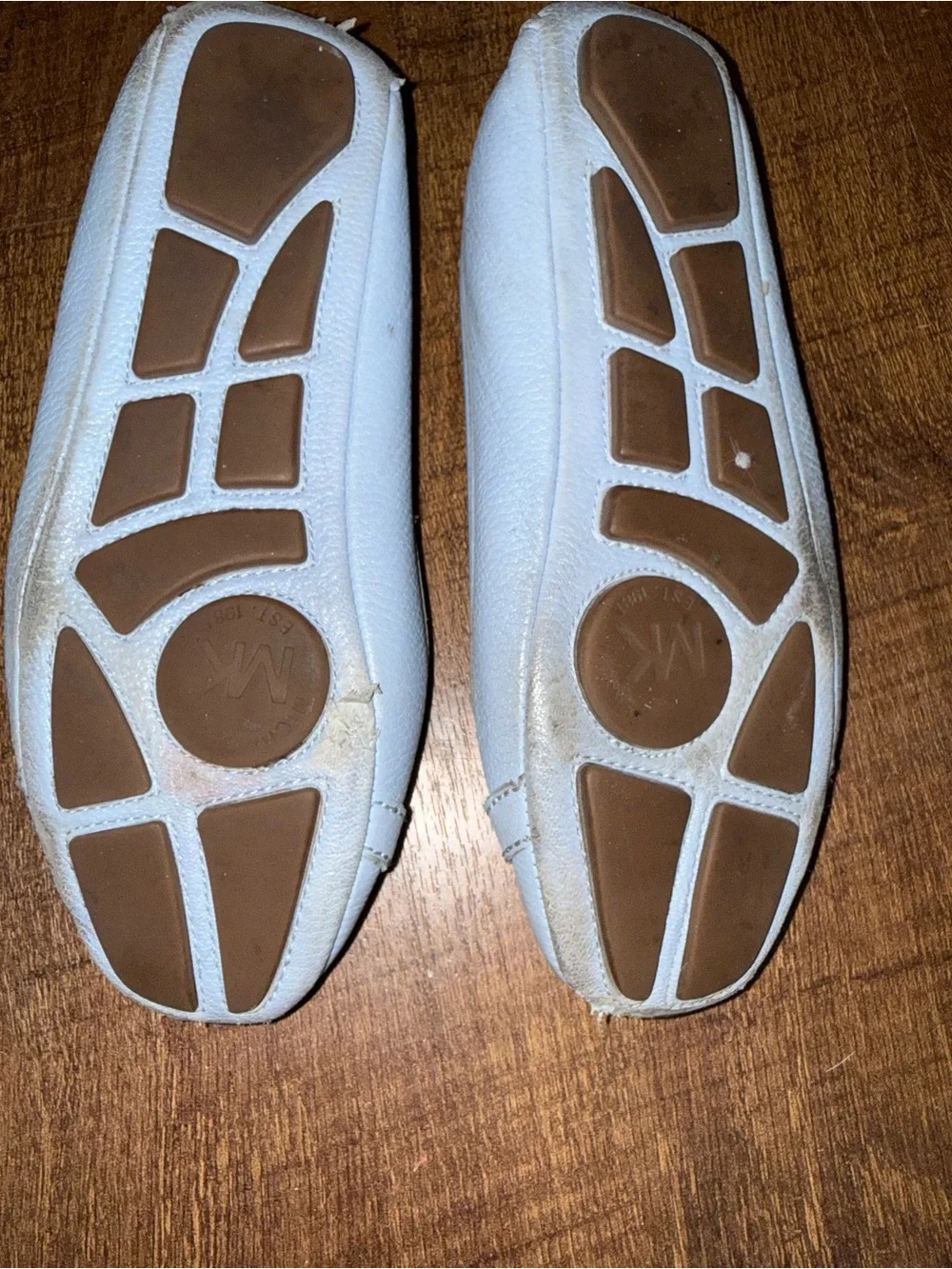 Michael Kors Light Blue MK Logo Leather Ballet Flats